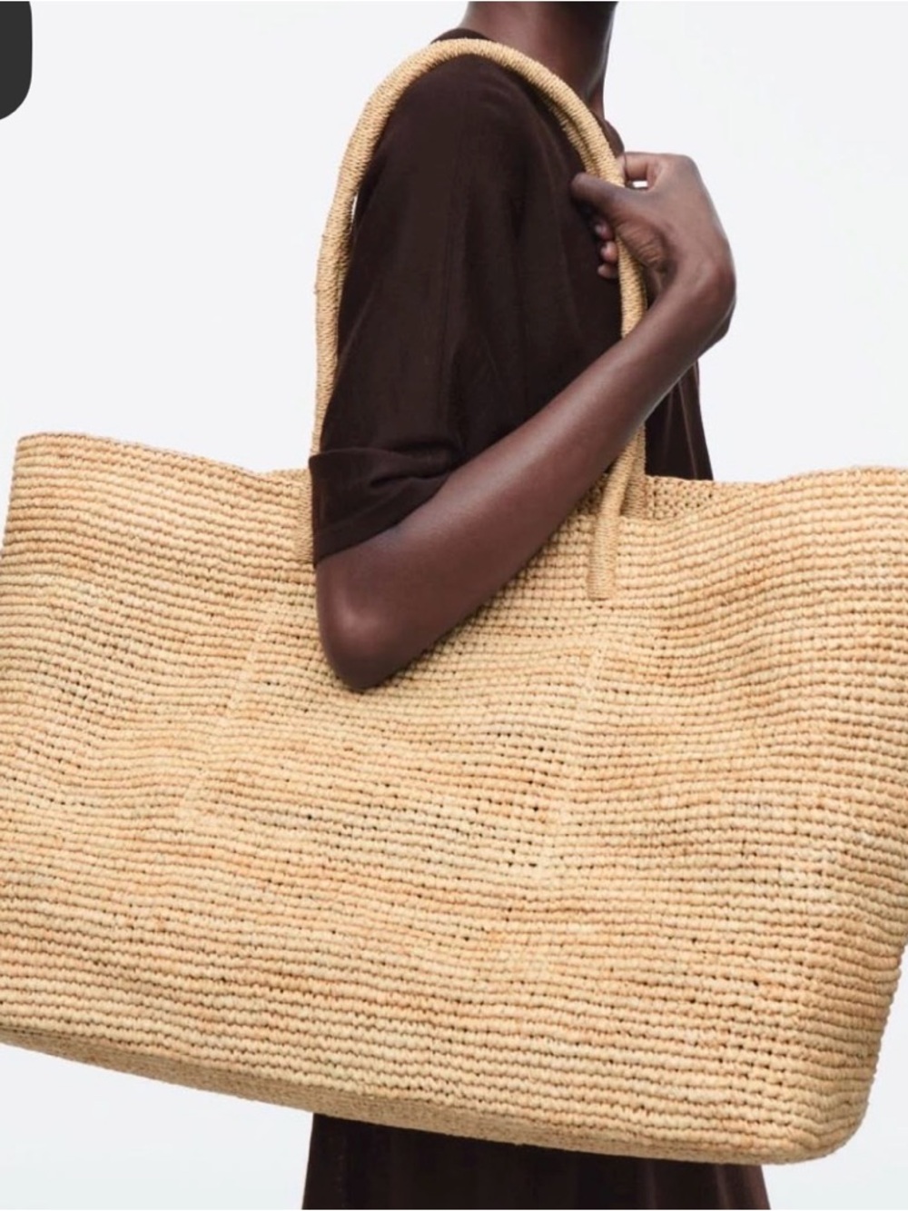 COS Natural Straw Tote Bag